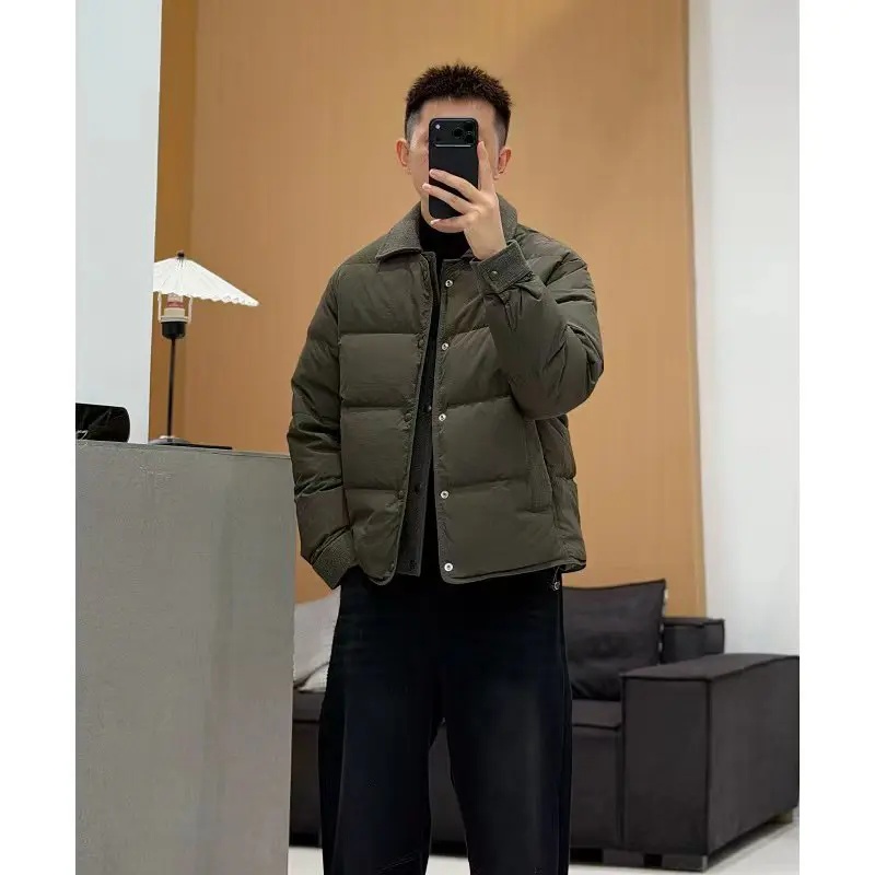 设计感假两件羽绒服男士25冬季新款潮流休闲翻领保暖外套冬装上衣