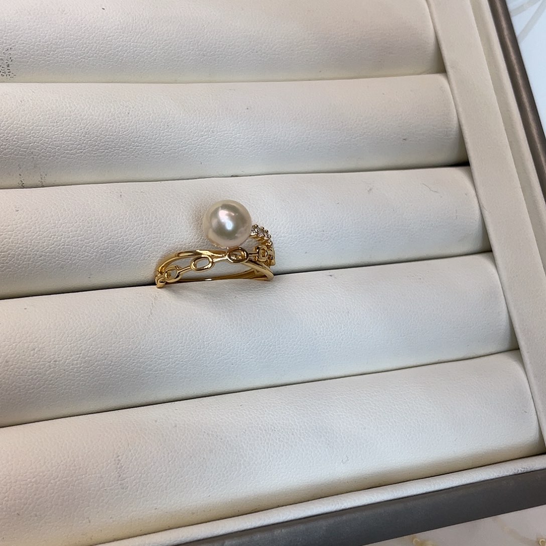 银S925镶嵌戒指海水珍珠