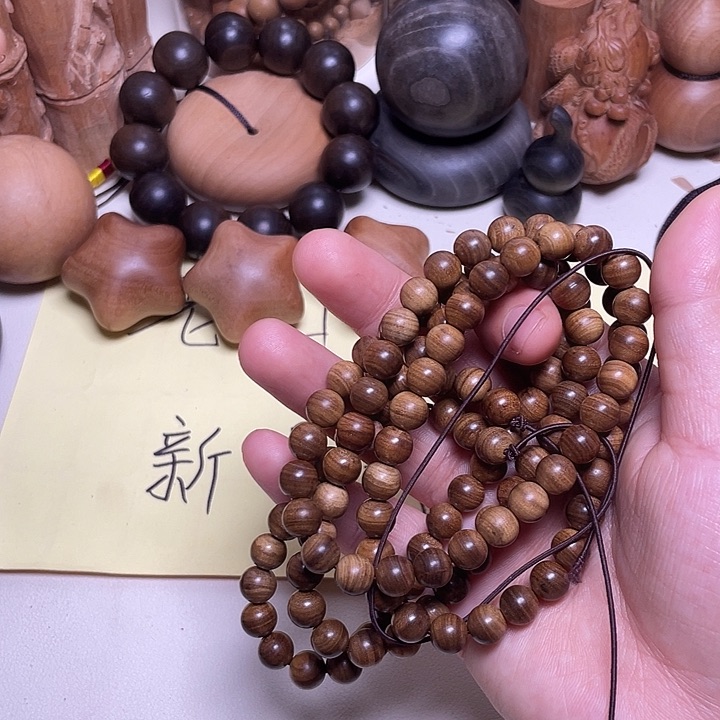檀香木手串/手链老山檀香0.8/108黑肉满纹沉玉化料