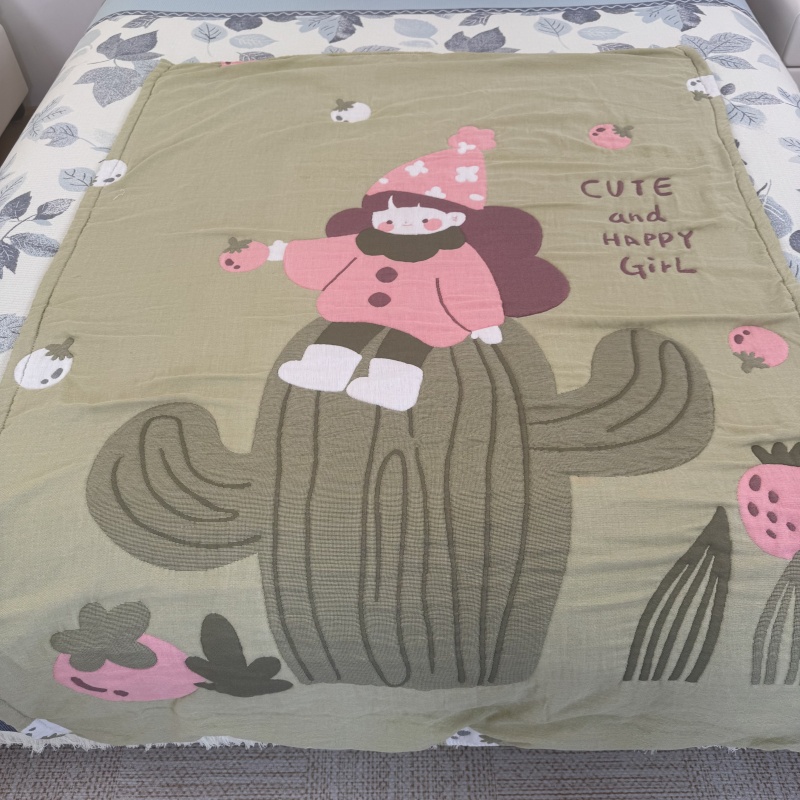 【仙人掌女孩】120cm x150cm 四季多功能云朵纱泡芙被