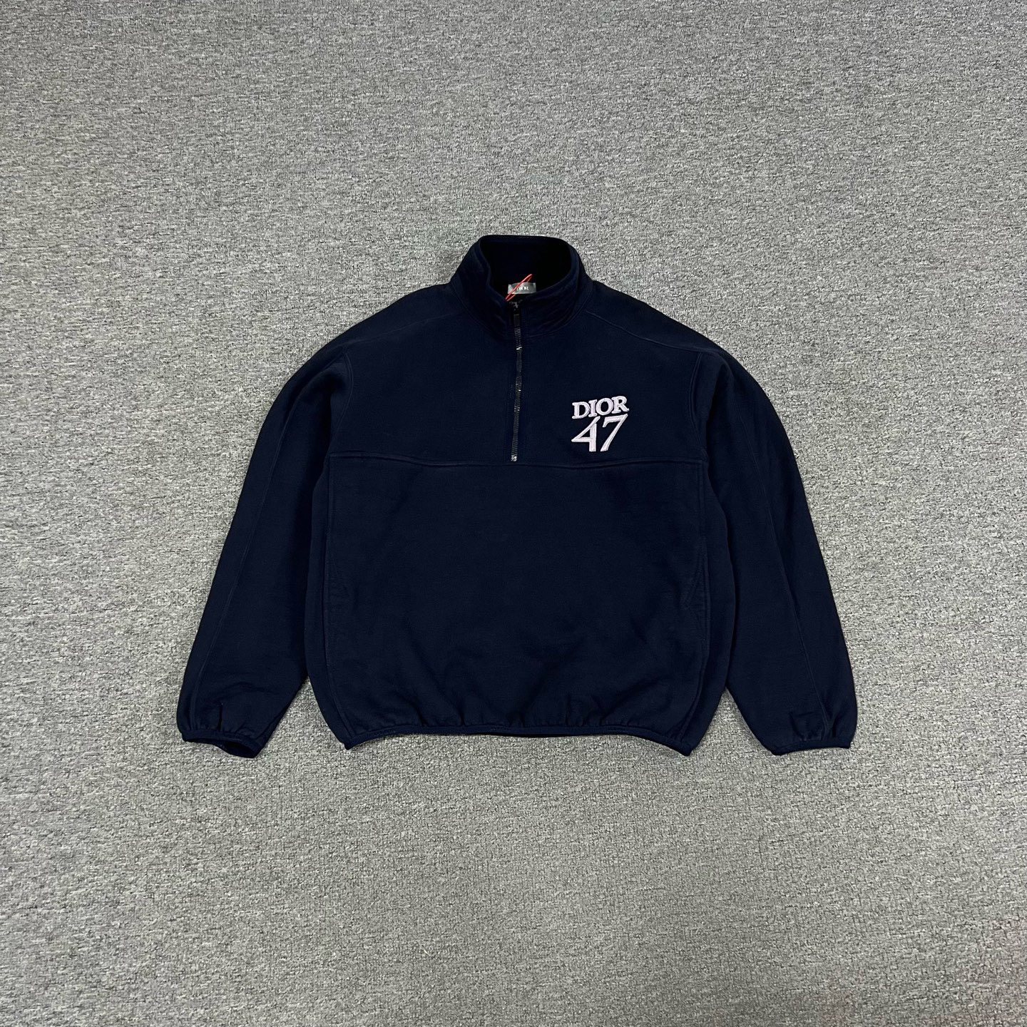 99新 DIOR/迪奥 Dior 深蓝色刺绣字母半拉链卫衣