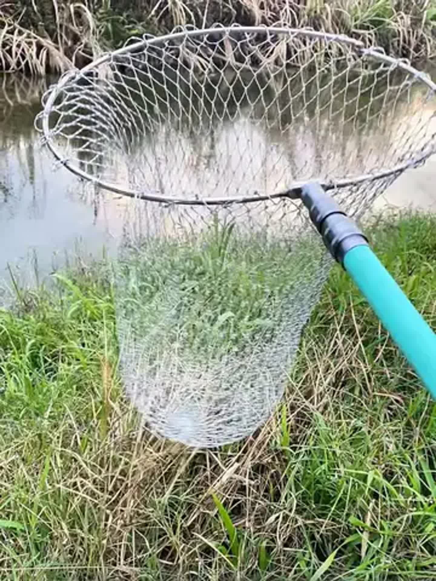 加粗实心手工编织钢材抄网头抓鸡捞鱼户外专用大物抄网