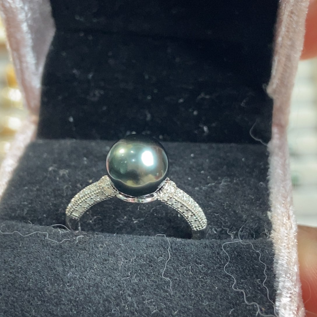 海水珍珠戒圈银S925镶嵌