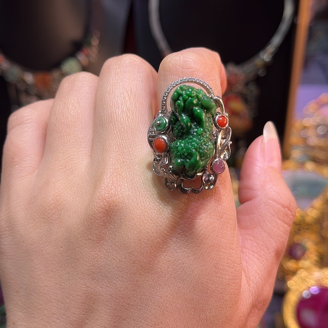 翡翠银S925镶嵌戒指