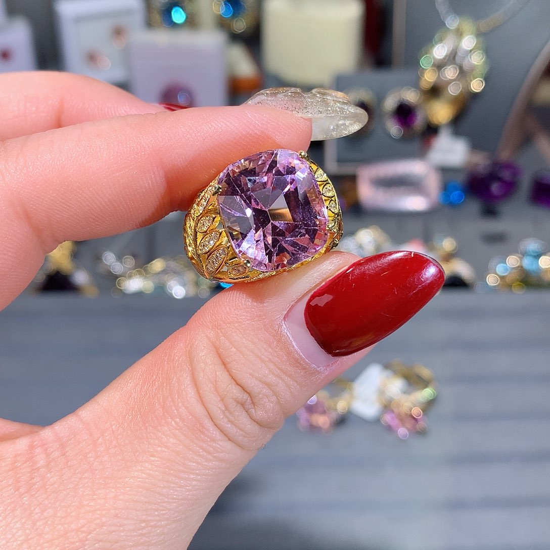 锂辉石戒指银S925镶嵌戒指