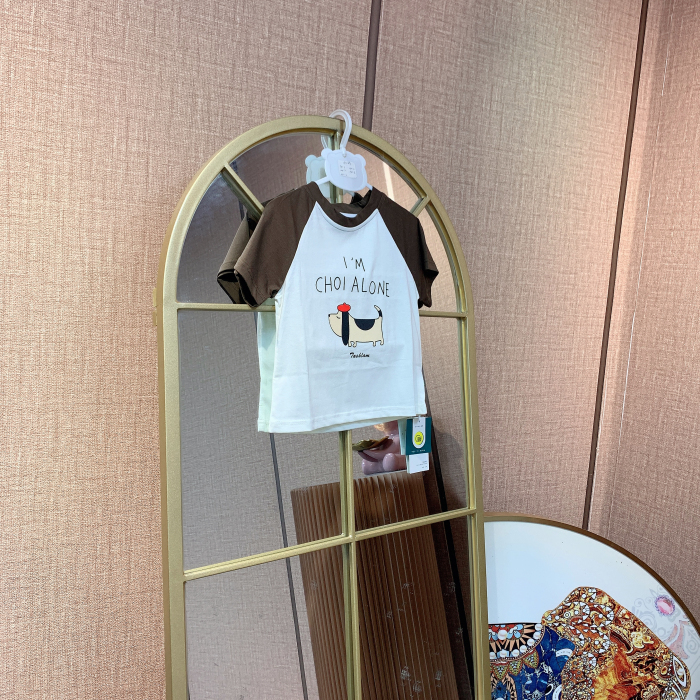 AD491   宝宝白色小狗纯棉短袖T恤