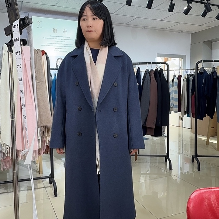 小***米纯羊绒保暖大衣M码蓝004