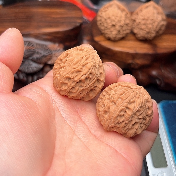 桃核把件核桃白狮子34