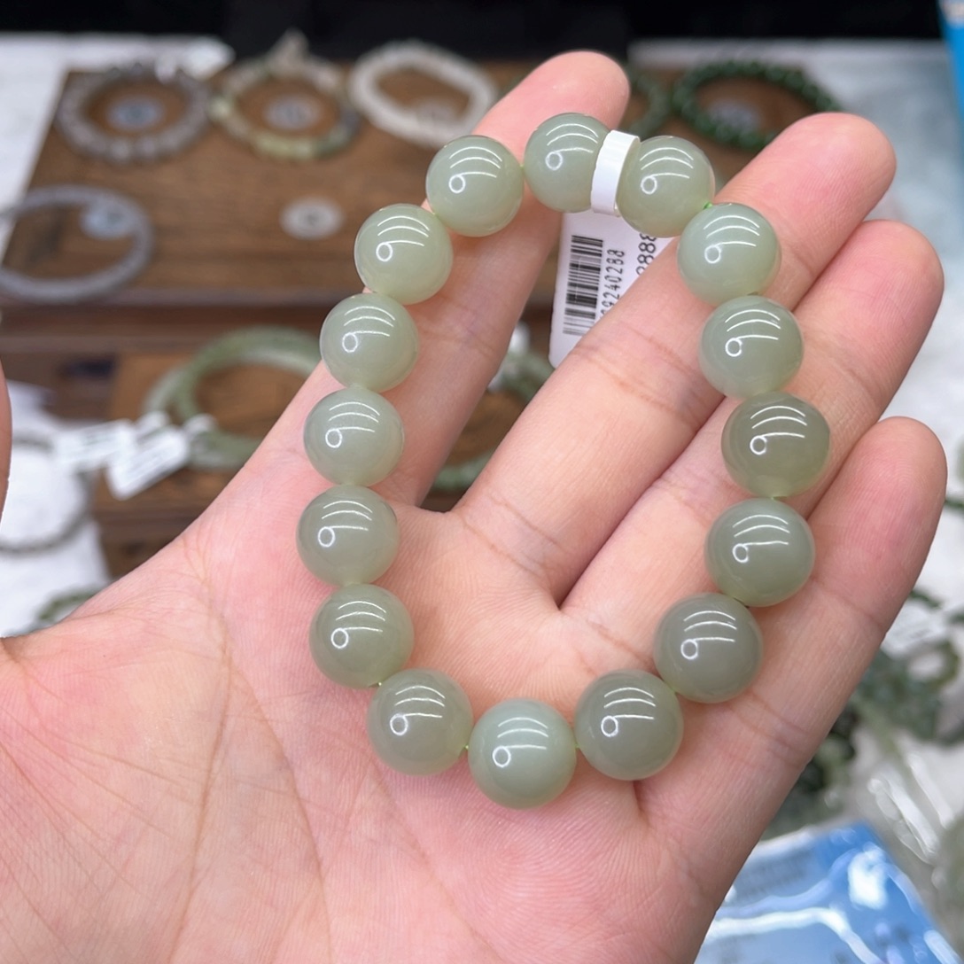 和田玉手链未镶嵌丫*晴水卡12