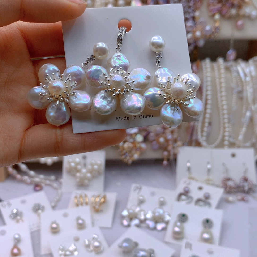 淡水珍珠耳饰银S925镶嵌?***?