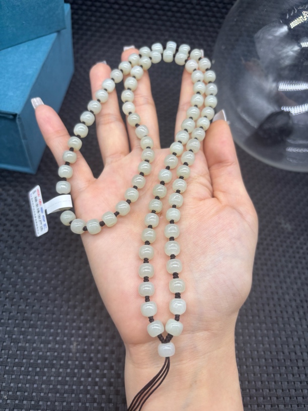 福利纯天然和田玉且末老型珠7mm若羌黄口玉石挂件绳毛衣链百搭款