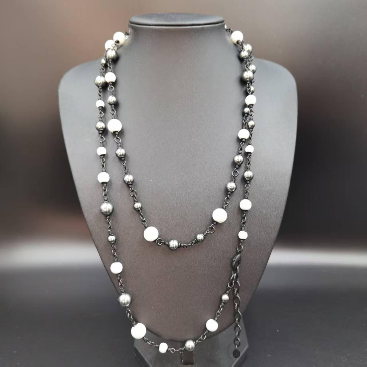 铜合金亚克力项链 铜合金亚克力项链 【晶晶甄选】灰白珠项链颈链