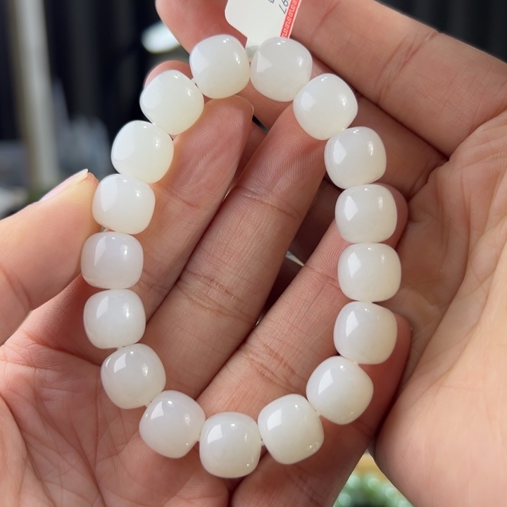 和田玉手串未镶嵌新疆山料山流水白玉卡11➕老型珠