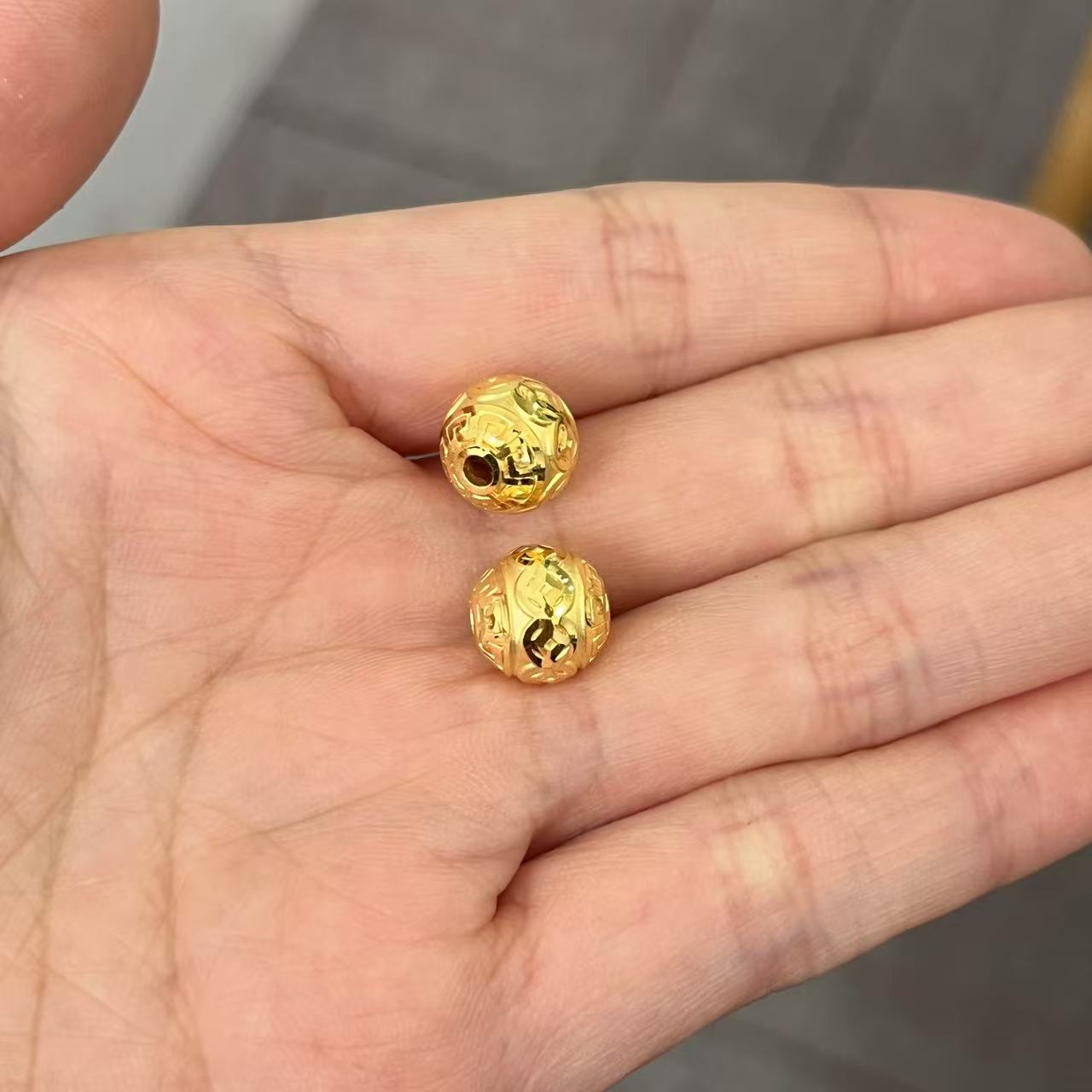 满圈钱币金珠通孔 足金999
