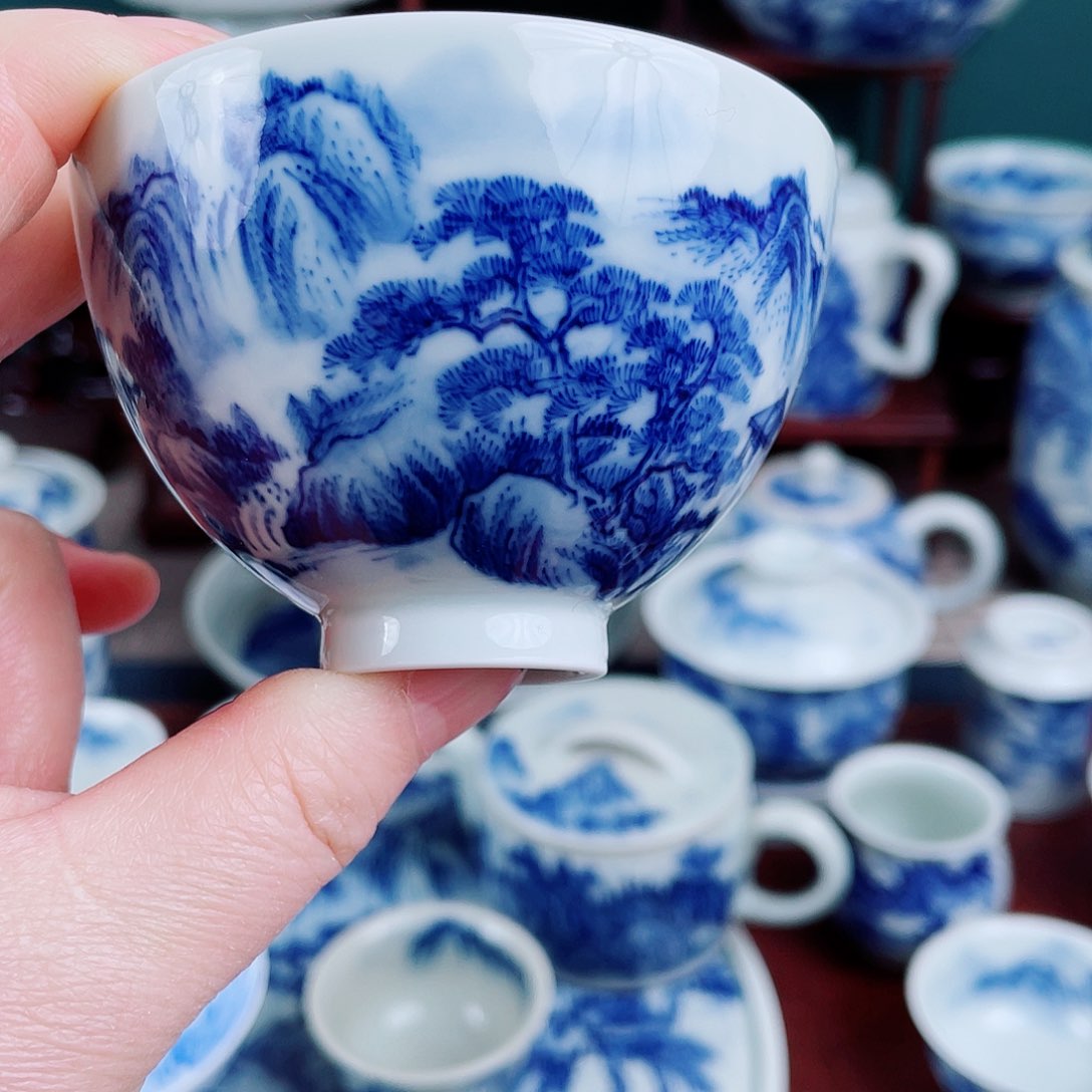 手工手绘青花，青花