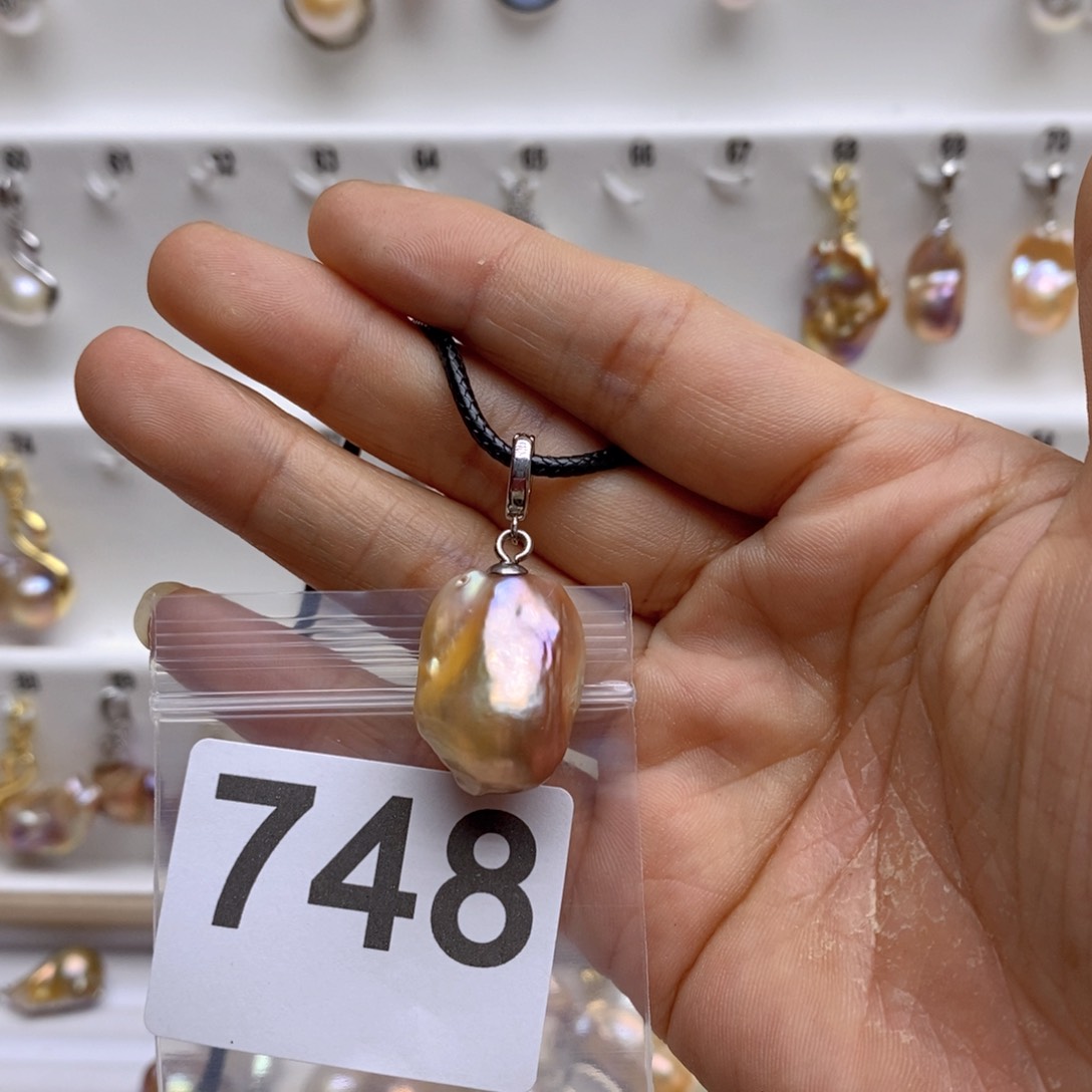 淡水珍珠颈饰银S925镶嵌748