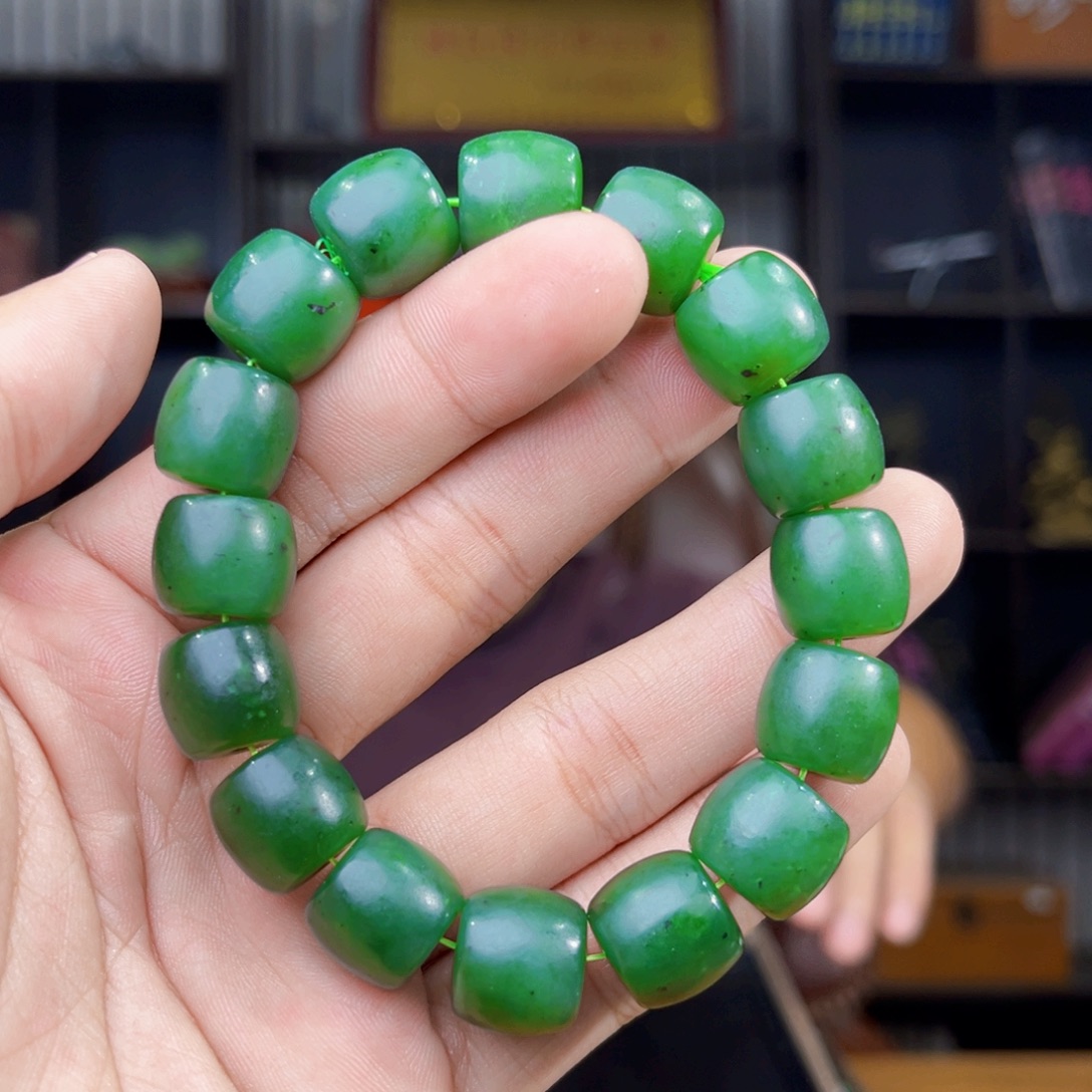 和田玉未镶嵌手串天然和田玉俄罗斯乌兰海碧玉料卡14直切