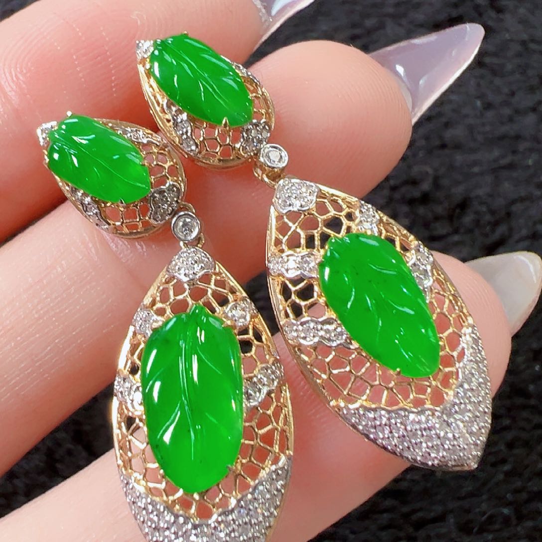 翡翠耳饰18K金镶嵌【周末福利款】签收后24小时鉴赏期