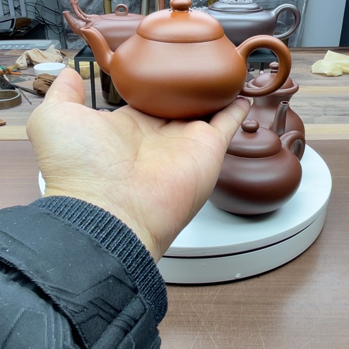 鹤***紫砂茶壶原矿赵庄朱泥150cc梨型壶全手工制