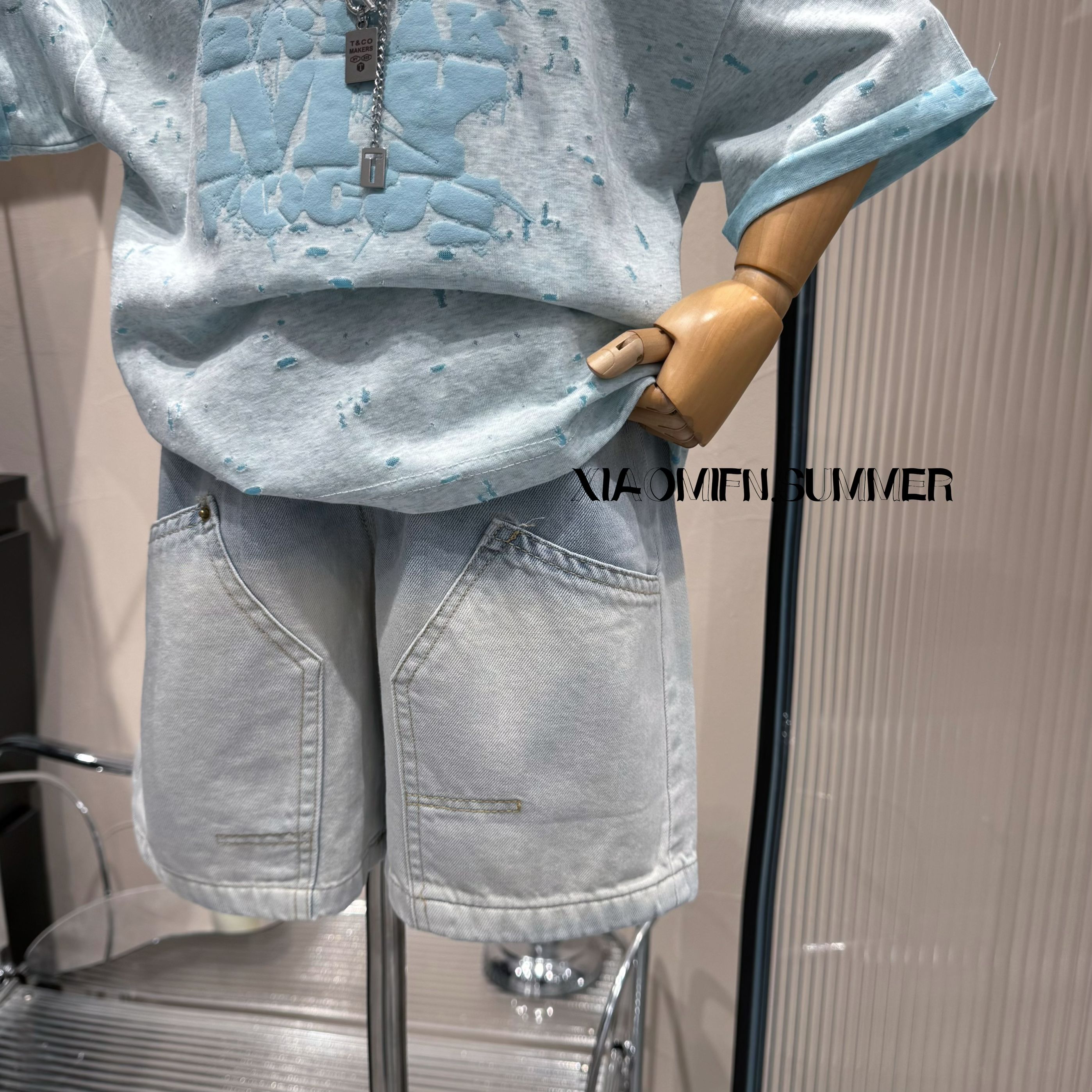 【辰辰家·现货】2025夏季新款韩版工装做旧牛仔裤男童时尚洋气C2649