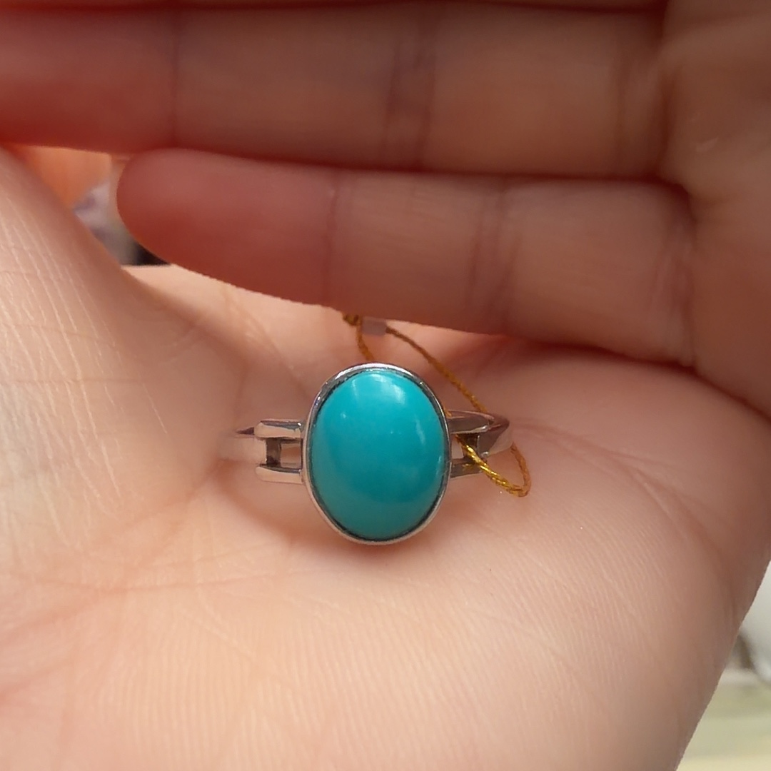 绿松石银S925镶嵌戒指