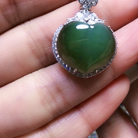 和田玉银S925镶嵌挂件