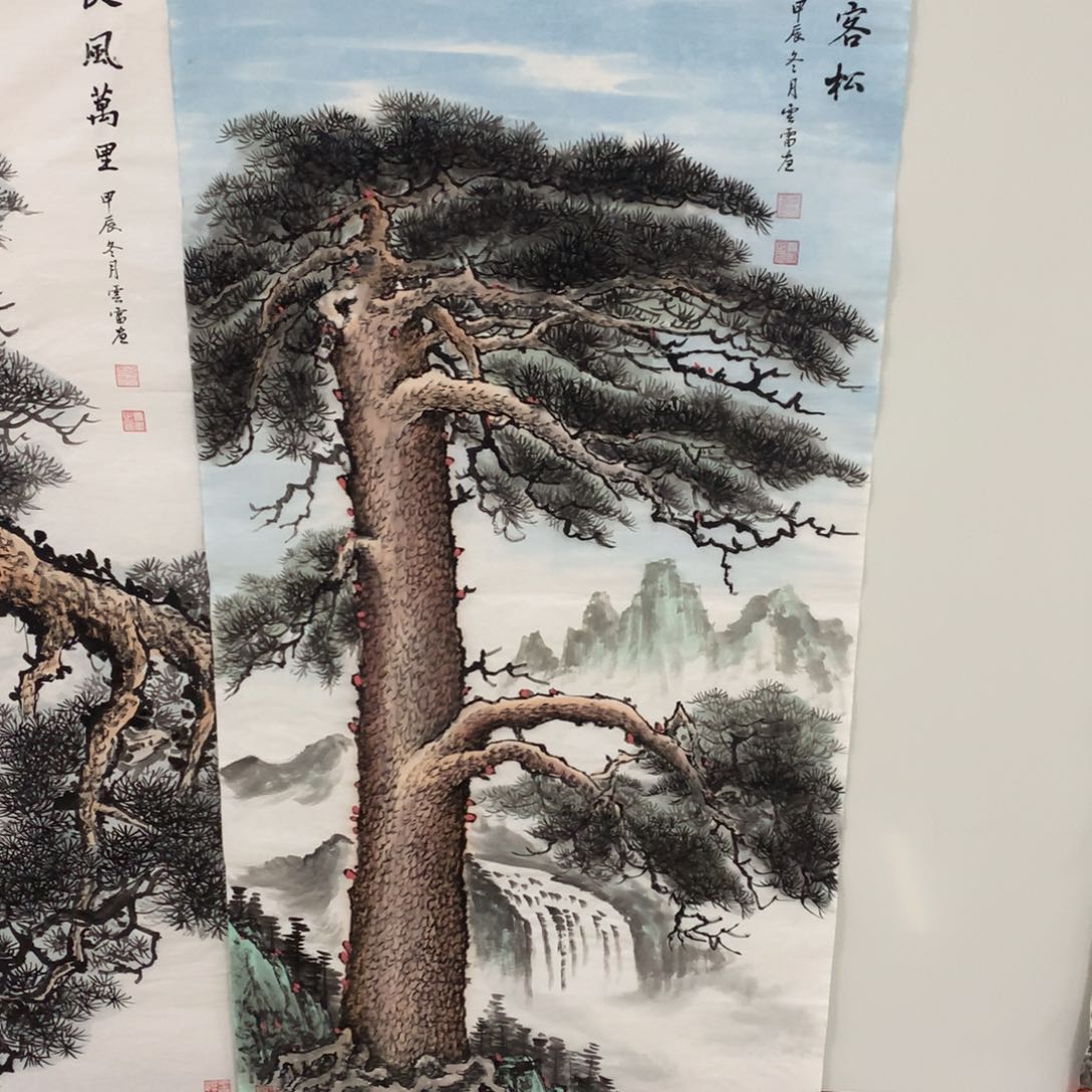 国画李*阳福利作品四尺手绘迎客松