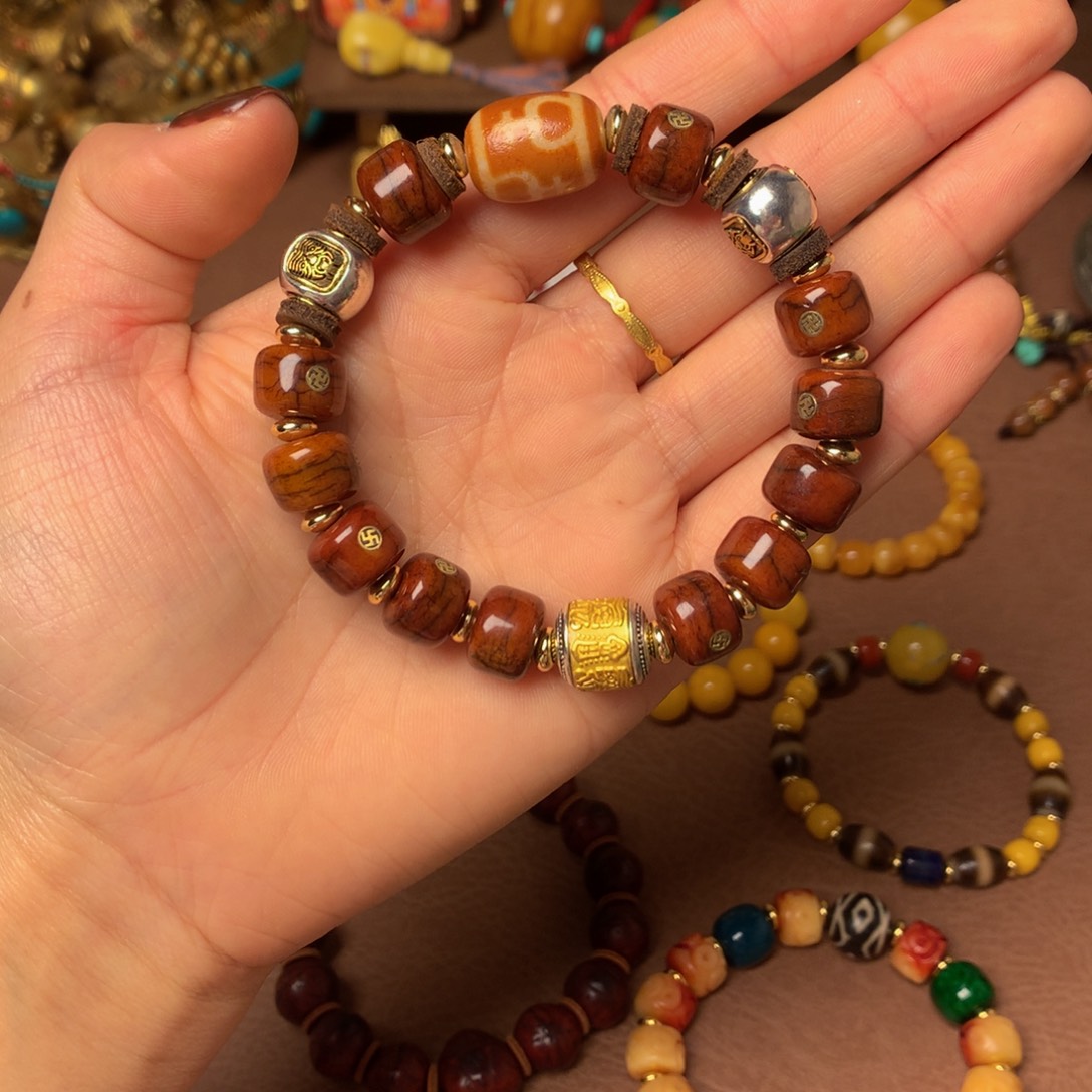 泥塑藏式手串搭配…