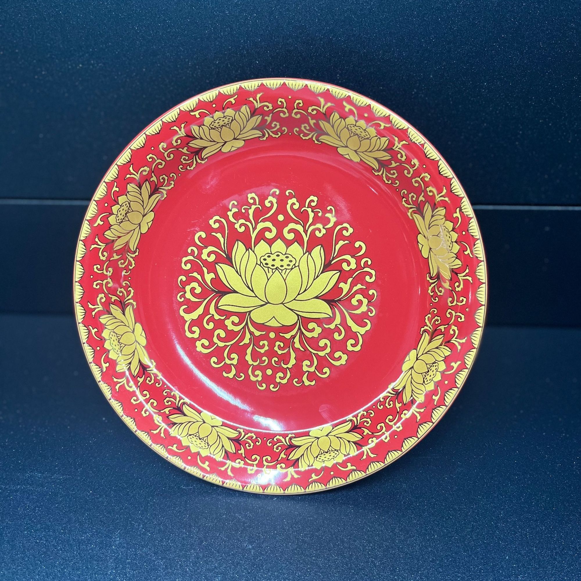 莲花平底供果盘家用佛堂上供水果盘财神爷供盘家居