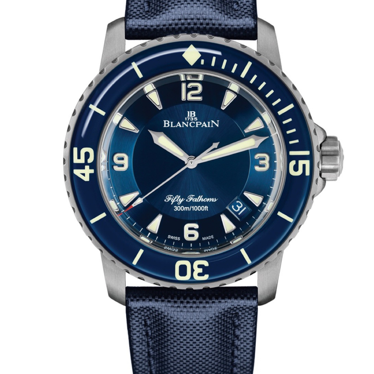99新 Blancpain 99新五十噚系列蓝钛运动款手表表径45mm