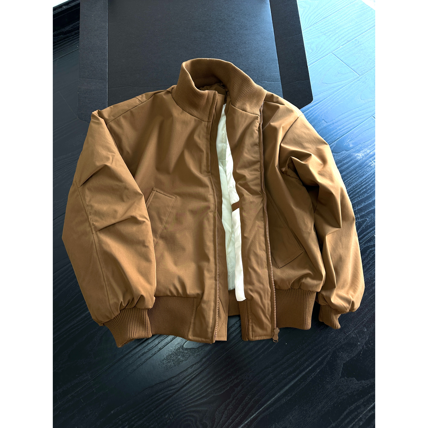 棕色飞行夹克棉服男冬季美式短款cleanfit外套廓形立领加厚棉衣服