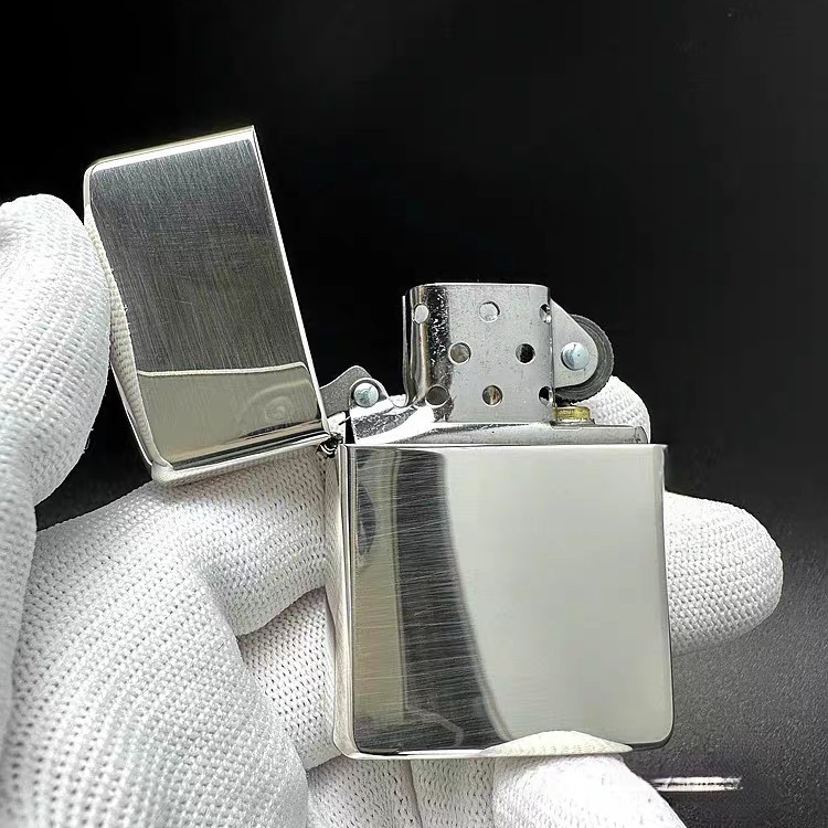 Zippo打火机纯银常规拉丝光板