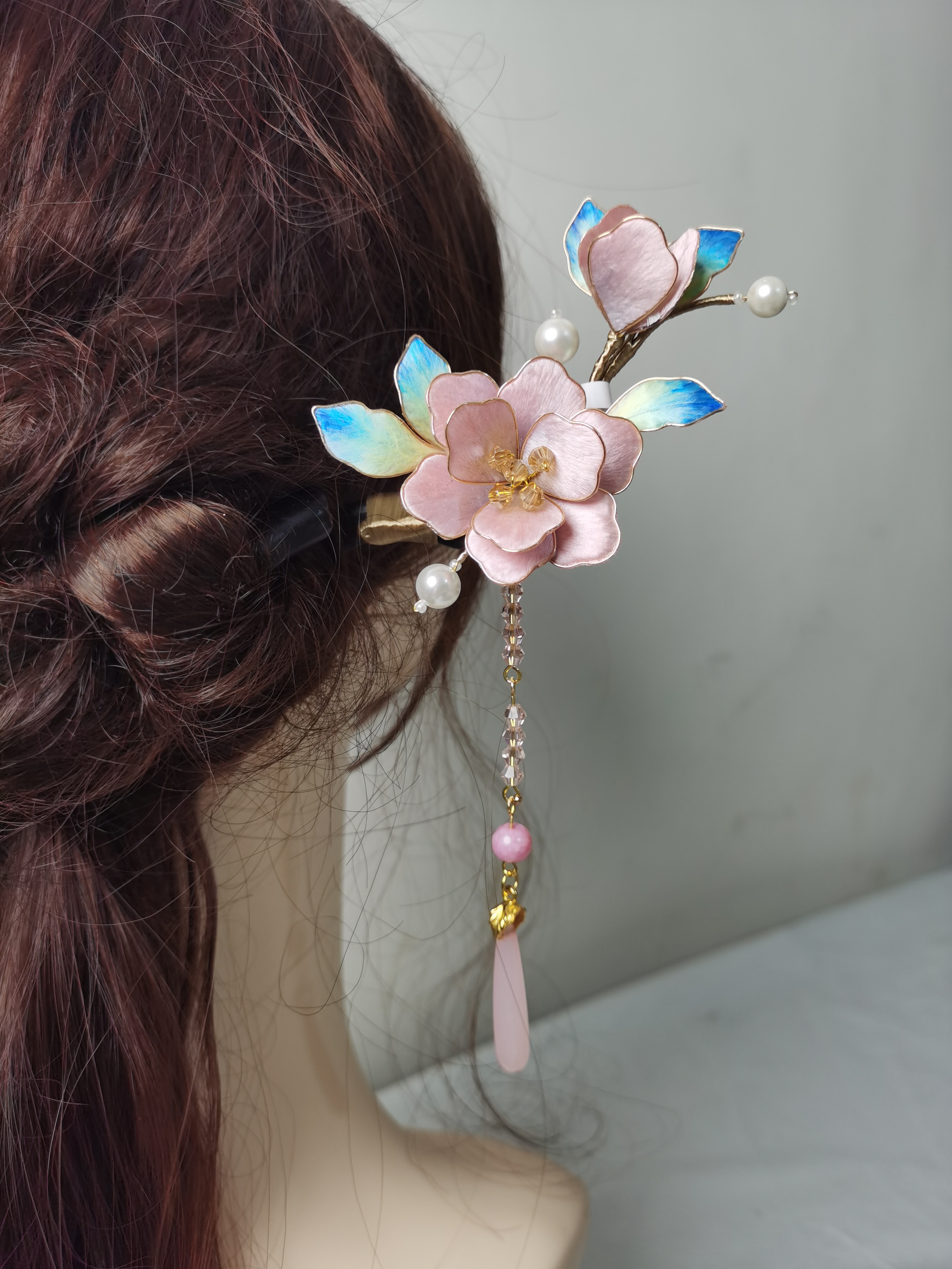 原创纯手工非遗绒花发簪古风复古发饰现代百搭收藏中国风汉服发钗