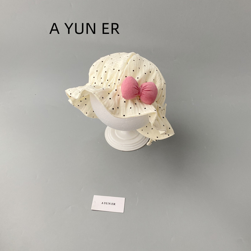 婴儿帽子春秋款韩版洋气女童抽绳公主帽秋季遮阳可调节宝宝渔夫帽