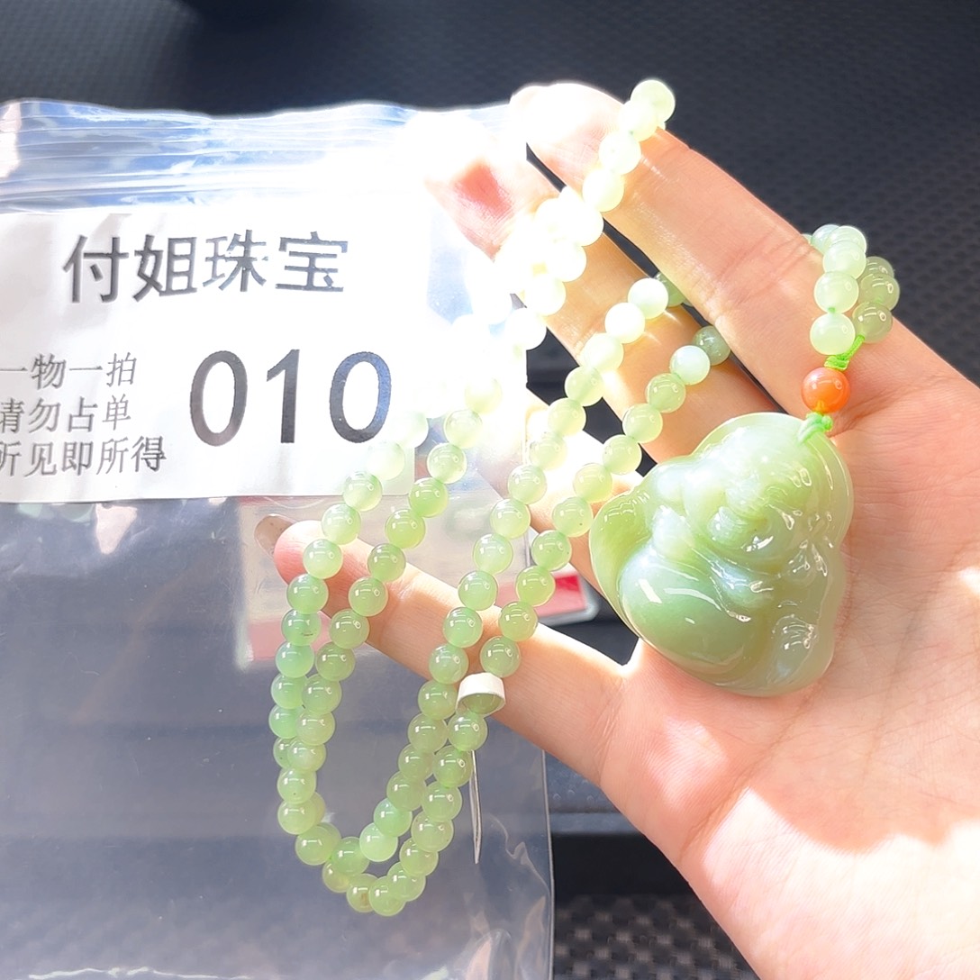 颈饰银S925镶嵌和田玉010号佛公套装