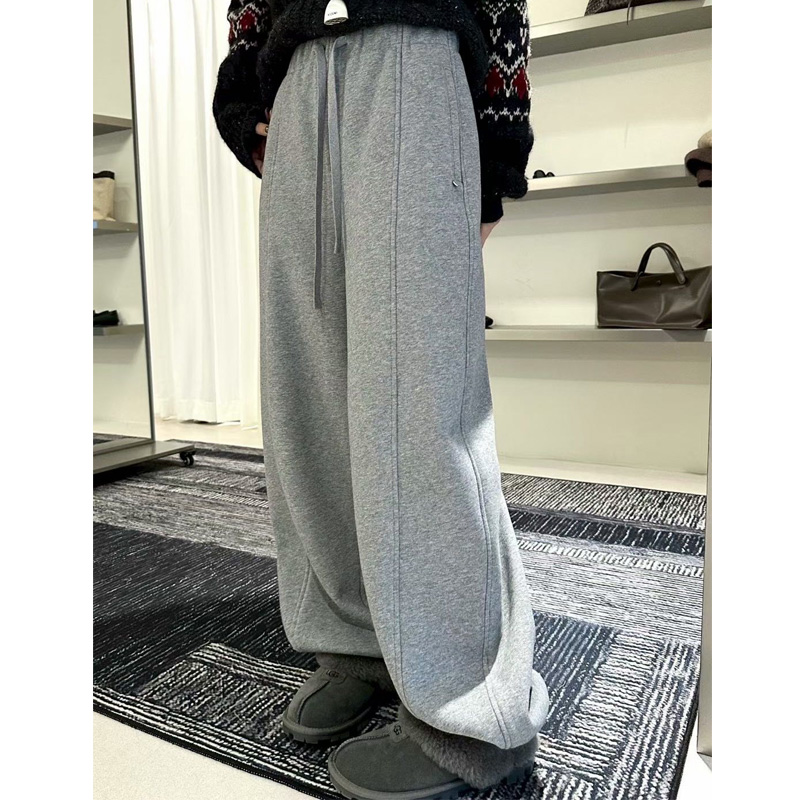 2025秋冬新款韩版时尚百搭高腰显瘦宽松加绒直筒阔腿女裤68111