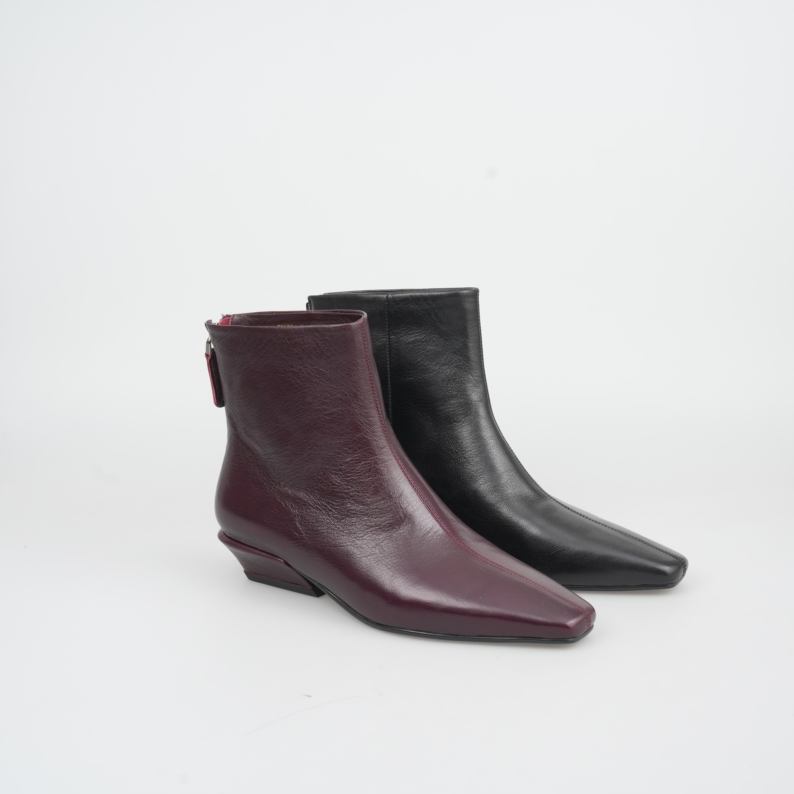 NINGLYNN STUDIO 后拉链方头法式时尚女靴 360101