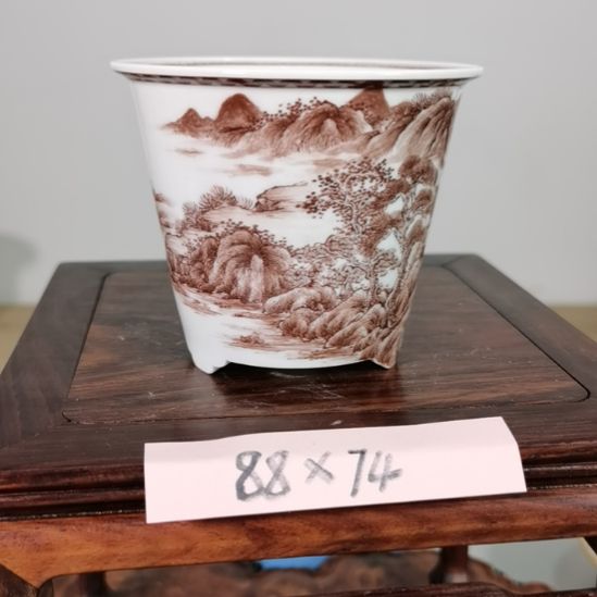 陶手工手绘大德堂釉盆