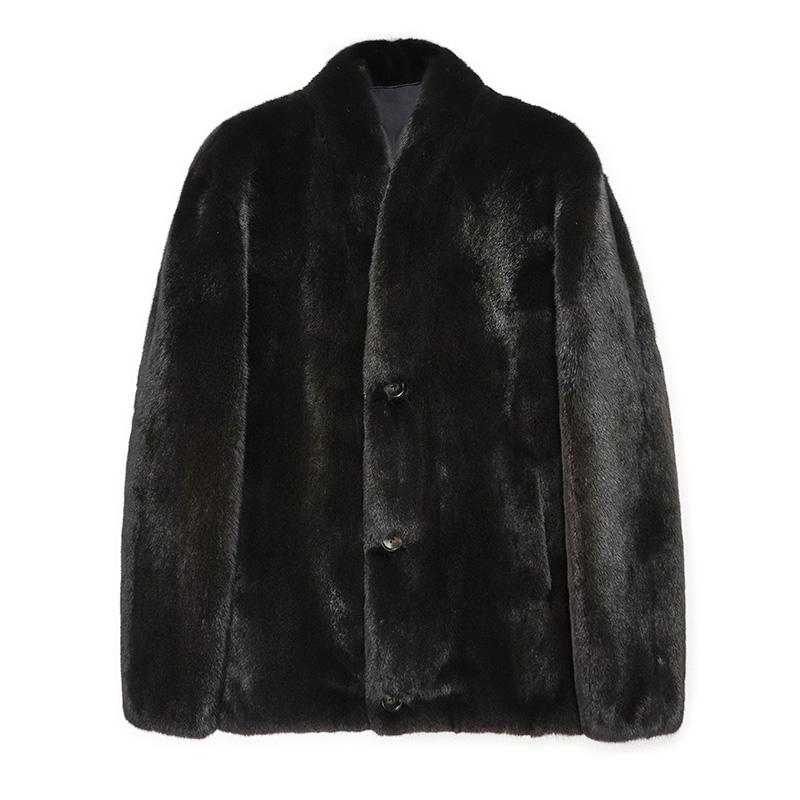 道袍款纯背毛至臻宝嘉美短2超短毛貂皮外套大码男款