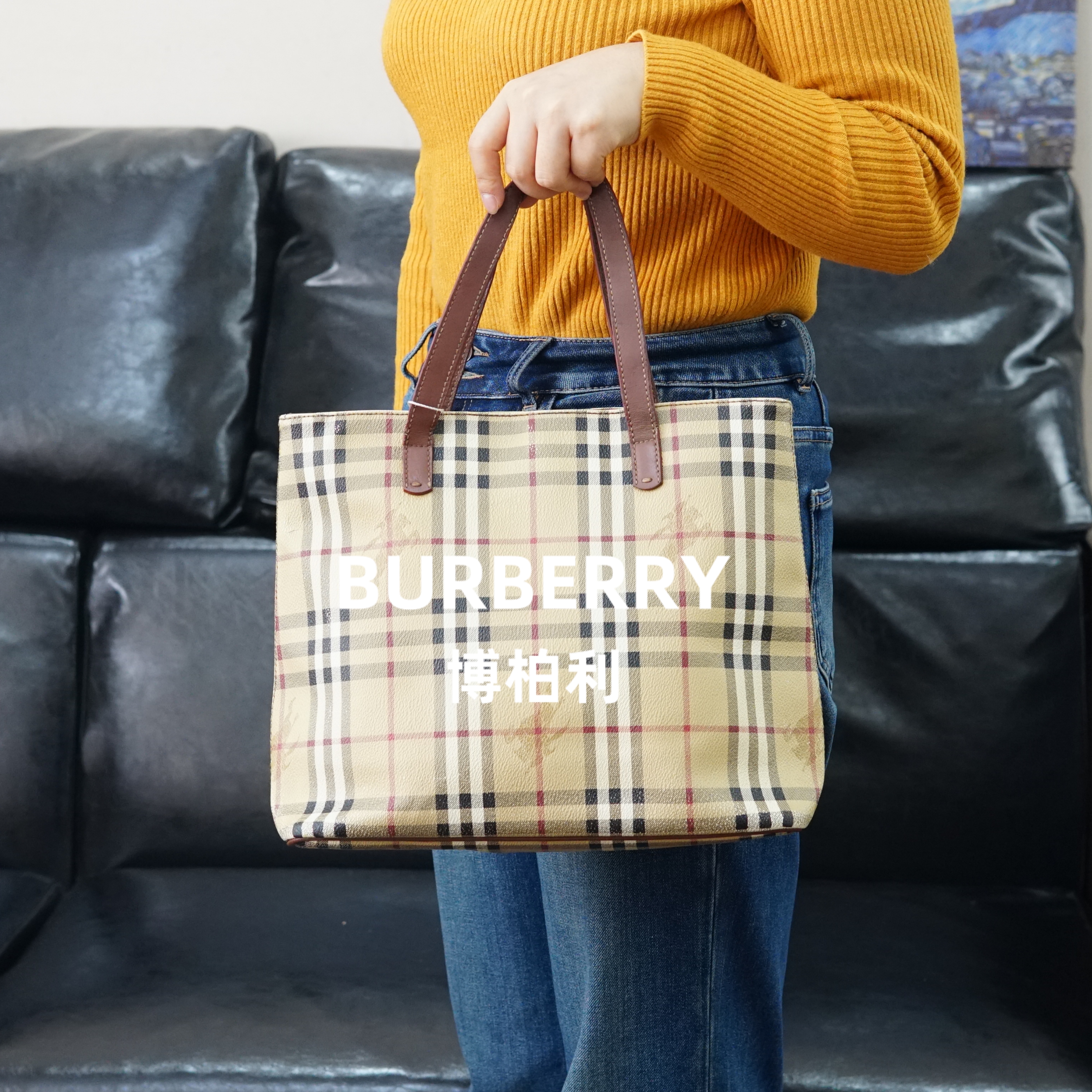 95新 BURBERRY/博柏利 巴宝莉/格纹单肩包/FYHD12703001/3001
