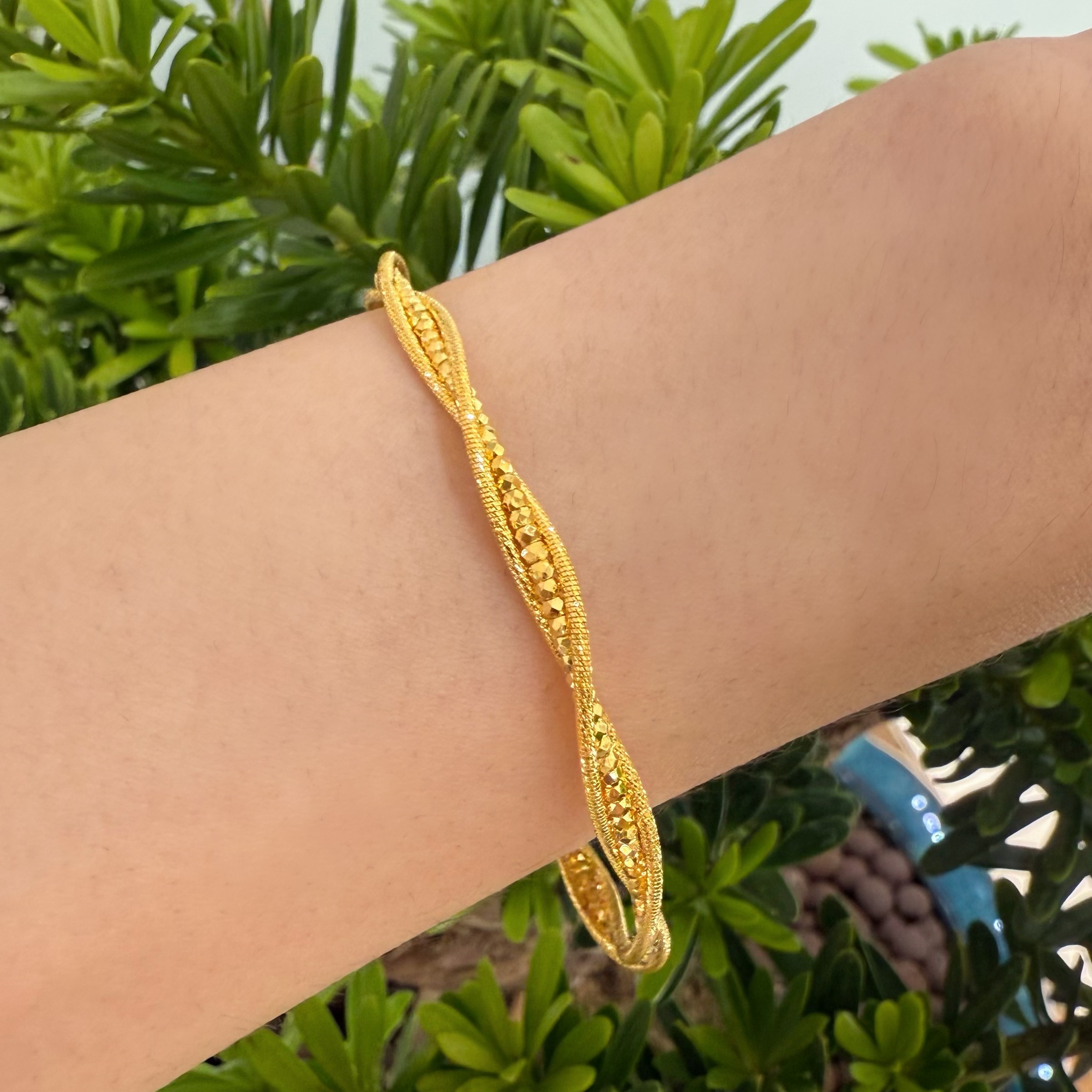 DZ『爆闪吸睛』5G黄金莫比乌斯蹦迪珠手镯 足金999 可调节