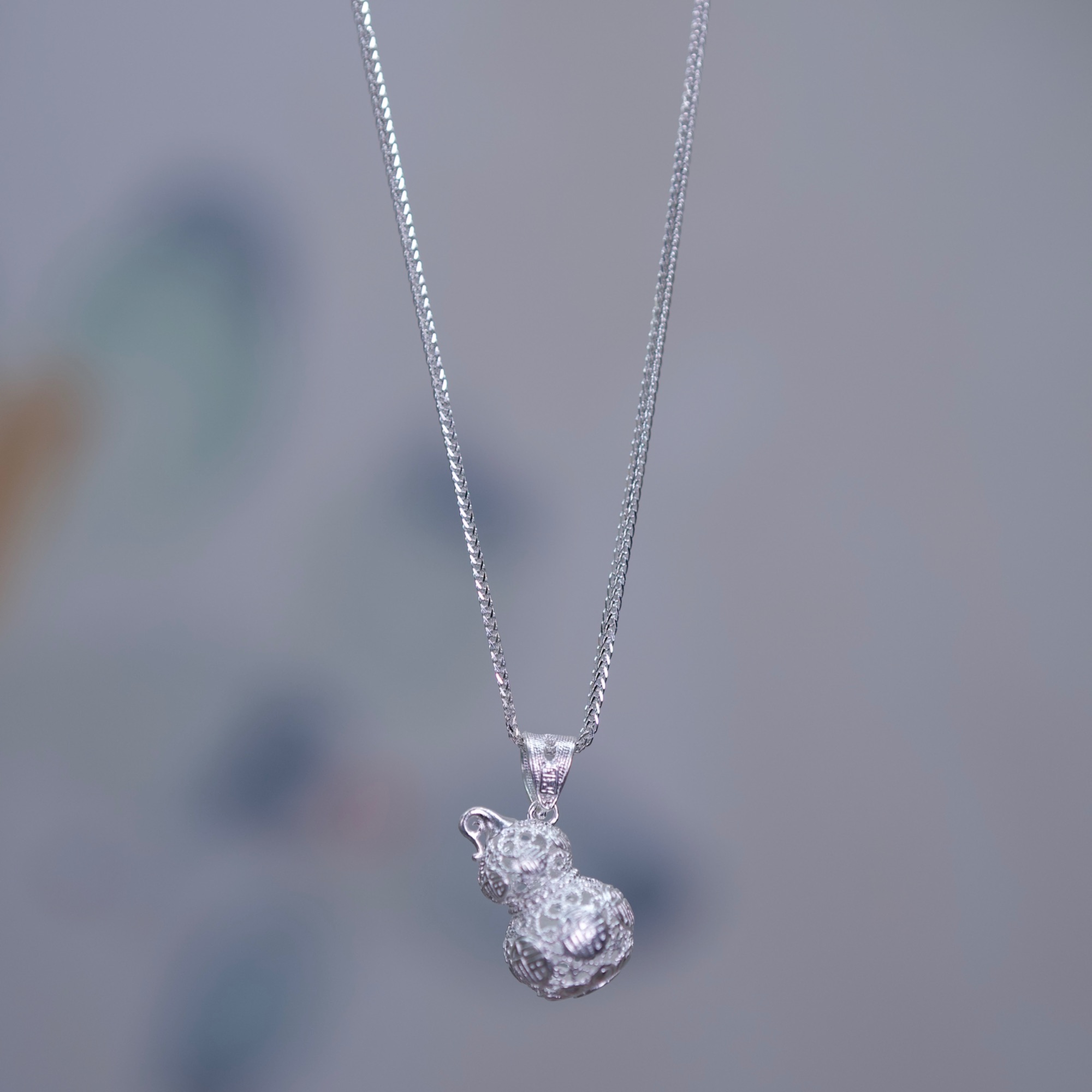 吊坠足银 【花丝福字葫芦】搭配足银999肖邦链50cm时尚百搭套链