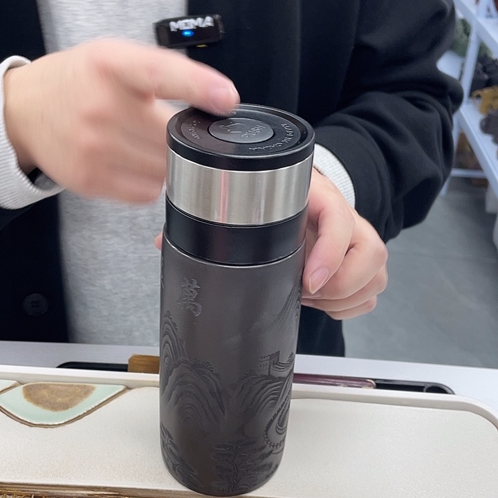 茶杯紫砂万里长城双层车载杯石黄泥料