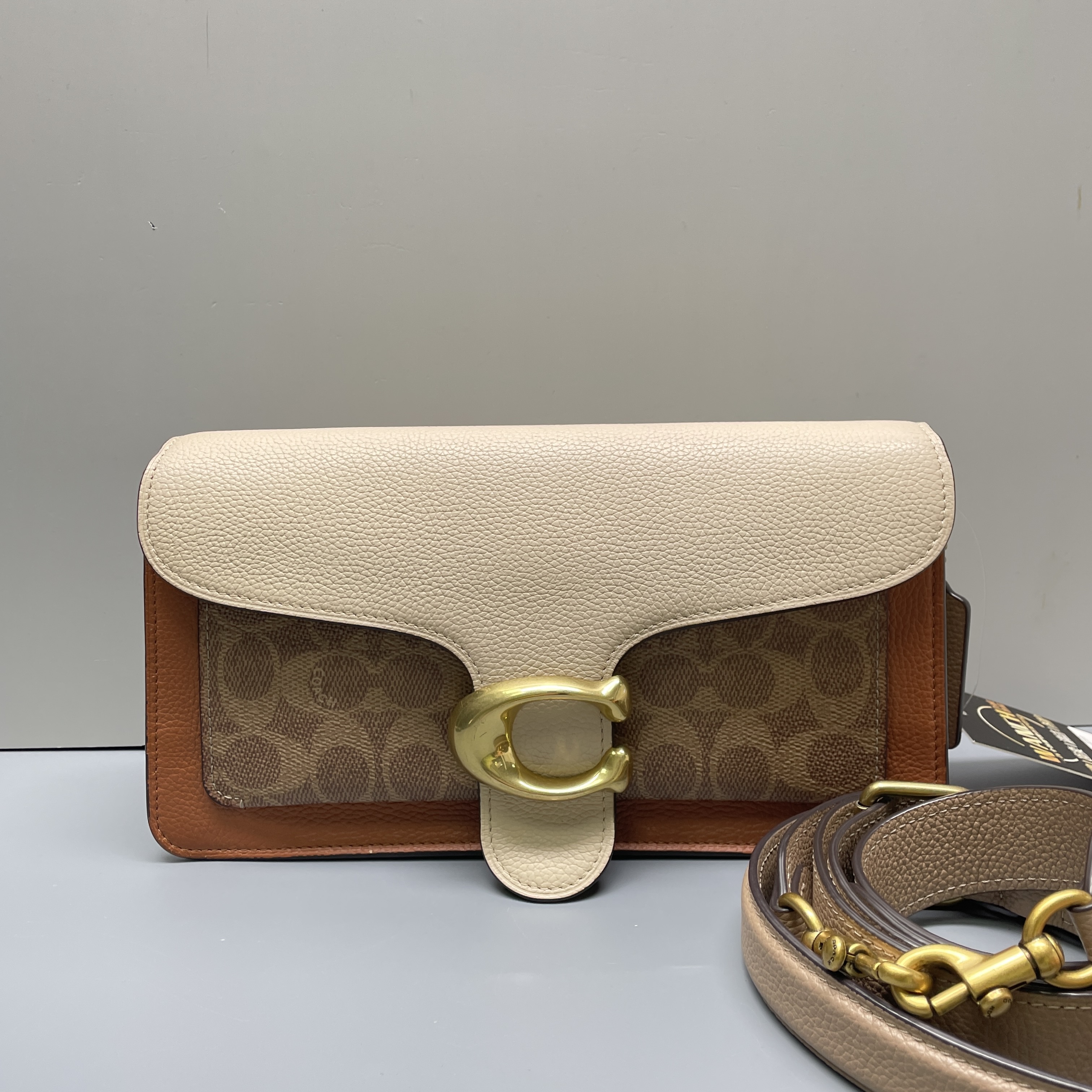 90新 COACH/蔻驰 tabby26白棕拼老花酒神包26*14*7cmM120408