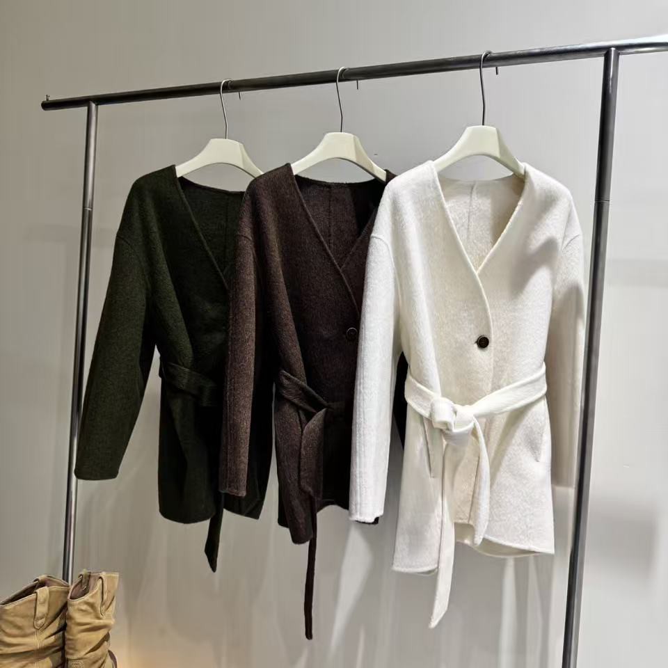 【ANNG】Q30104 25秋冬ins极简老钱静奢减龄全绒双面呢大衣