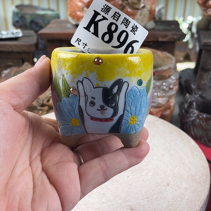 紫砂花盆景德镇陶瓷896