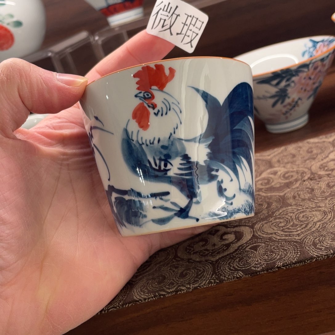 釉下手绘茶具微瑕