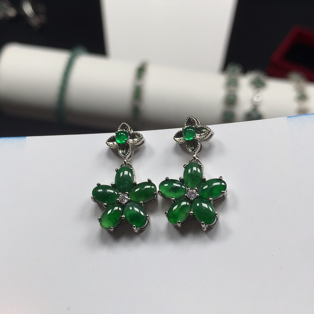 翡翠未镶嵌手串翡翠耳环