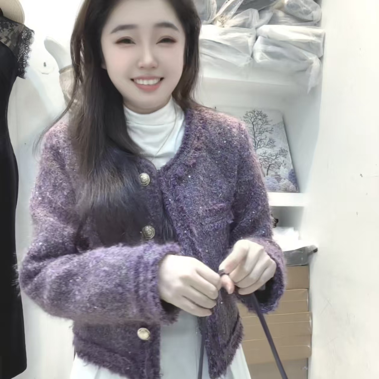 《霞华》2025新款时尚气质小香风小短款高级感外套上衣