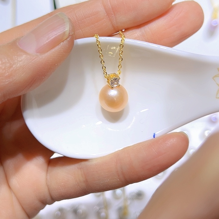 淡水珍珠中国红金色戴妃未镶嵌